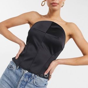 ASOS Tall black satin corset top